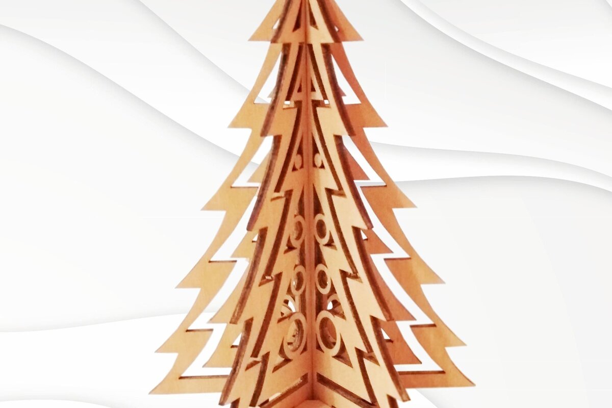 Σετ των 2 Intra απο ξύλο plywood 3mm-4mm πάχος Χριστουγεννιάτικο δέντρο τρισδιάστατου παζλ, κοπής με λέιζερ Δίασταση 15x15 cm INTRAFABR-36596428