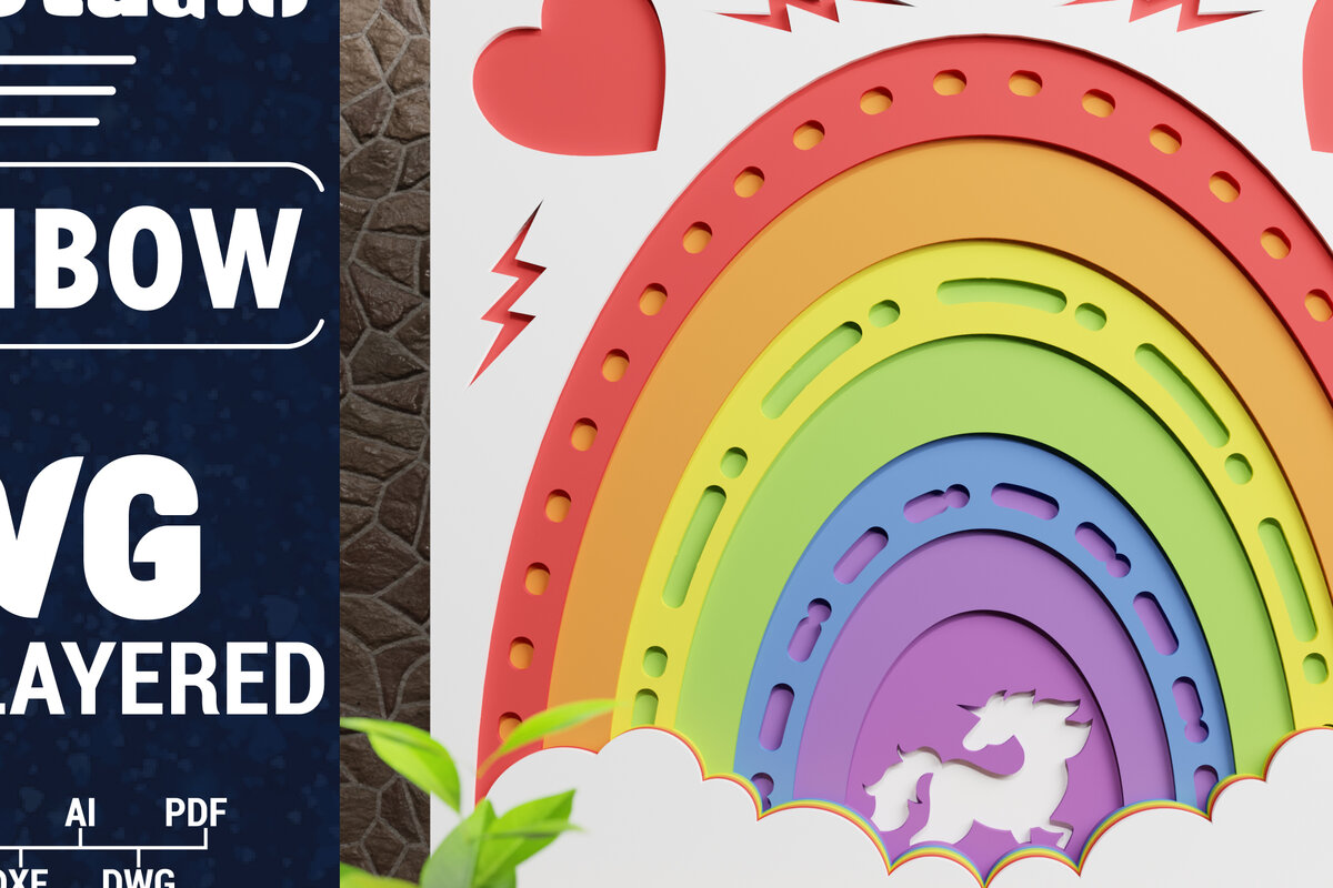 Σετ των 2 Intra απο ξύλο plywood 3mm-4mm πάχος 3D Rainbow Multilayer Paper Cut Δίασταση 1500x1500 cm INTRAFABR-74802491