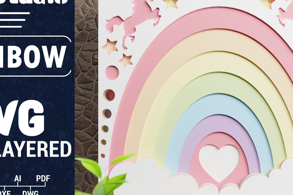 Σετ των 2 Intra απο ξύλο plywood 3mm-4mm πάχος 3D Rainbow Multilayer Paper Cut Δίασταση 1500x1500 cm INTRAFABR-74802495