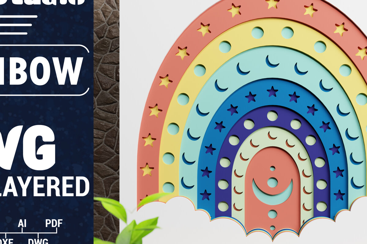 Intra απο ξύλο plywood 3mm-4mm πάχος 3D Rainbow Multilayer Paper Cut Δίασταση 1500x1500 cm INTRAFABR-74802496