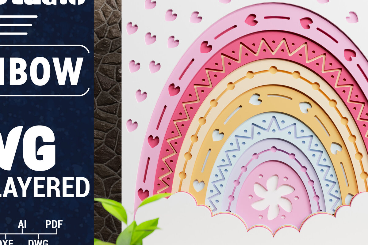 Σετ των 2 Intra απο ξύλο plywood 3mm-4mm πάχος 3D Rainbow Multilayer Paper Cut Δίασταση 1500x1500 cm INTRAFABR-74897622