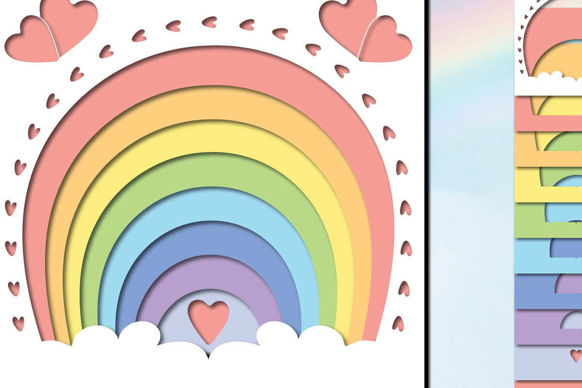 Σετ των 2 Intra απο ξύλο plywood 3mm-4mm πάχος 3d Rainbow Paper Cut Δίασταση 1200x1200 cm INTRAFABR-30022155