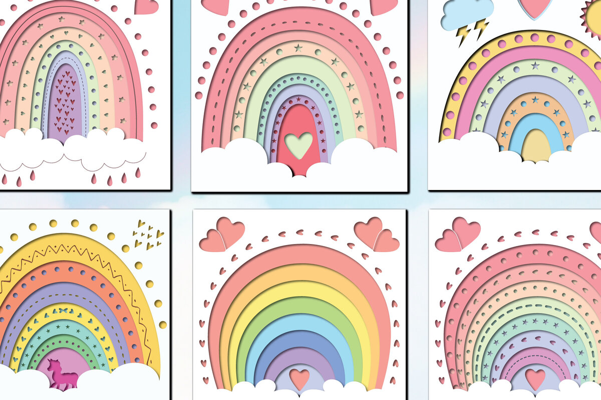 Σετ των 3 Intra απο ξύλο plywood 3mm-4mm πάχος αρχείου 3d Rainbow Paper Cut Δίασταση 1200x1200 cm INTRAFABR-30109674