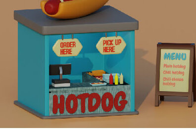 Intra απο ξύλο plywood 3mm-4mm πάχος 3D Rendering Isometric Hotdog Shop Δίασταση 30x20 cm INTRAFABR-58758300