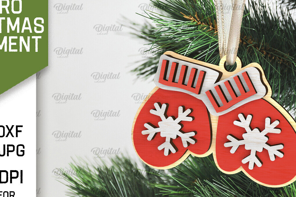 Σετ των 3 Intra απο ξύλο plywood 3mm-4mm πάχος Τρισδιάστατο ρετρό χριστουγεννιάτικο στολίδι με λέιζερ Δίασταση 8x8 cm INTRAFABR-105939856