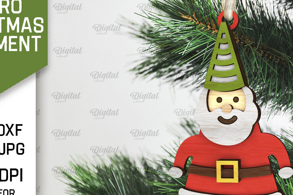 Σετ των 3 Intra απο ξύλο plywood 3mm-4mm πάχος Τρισδιάστατο ρετρό χριστουγεννιάτικο στολίδι με λέιζερ Δίασταση 8x8 cm INTRAFABR-105939894