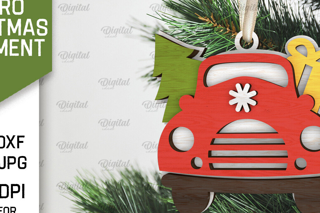 Σετ των 3 Intra απο ξύλο plywood 3mm-4mm πάχος Τρισδιάστατο ρετρό χριστουγεννιάτικο στολίδι με λέιζερ Δίασταση 8x8 cm INTRAFABR-105939933