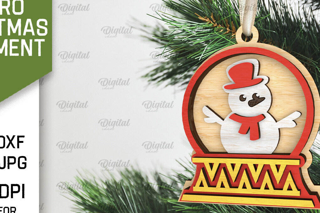 Σετ των 3 Intra απο ξύλο plywood 3mm-4mm πάχος Τρισδιάστατο ρετρό χριστουγεννιάτικο στολίδι με λέιζερ Δίασταση 8x8 cm INTRAFABR-105939986