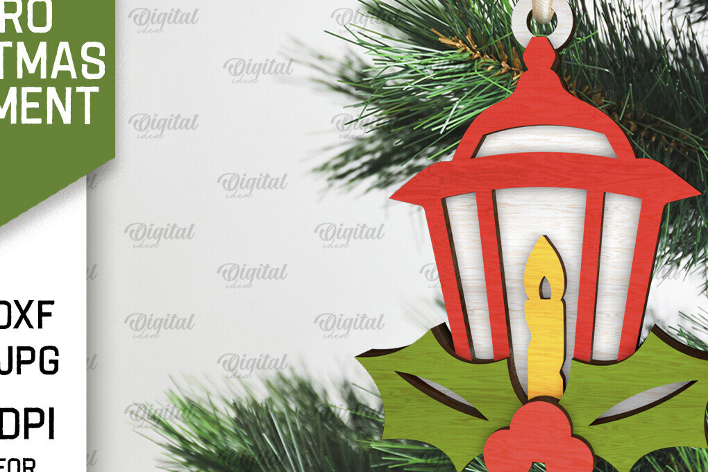 Σετ των 3 Intra απο ξύλο plywood 3mm-4mm πάχος Τρισδιάστατο ρετρό χριστουγεννιάτικο στολίδι με λέιζερ Δίασταση 8x8 cm INTRAFABR-105940038