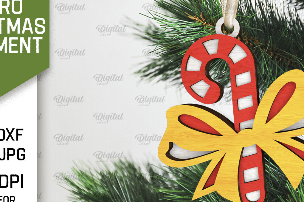 Σετ των 3 Intra απο ξύλο plywood 3mm-4mm πάχος Τρισδιάστατο ρετρό χριστουγεννιάτικο στολίδι με λέιζερ Δίασταση 8x8 cm INTRAFABR-105940075