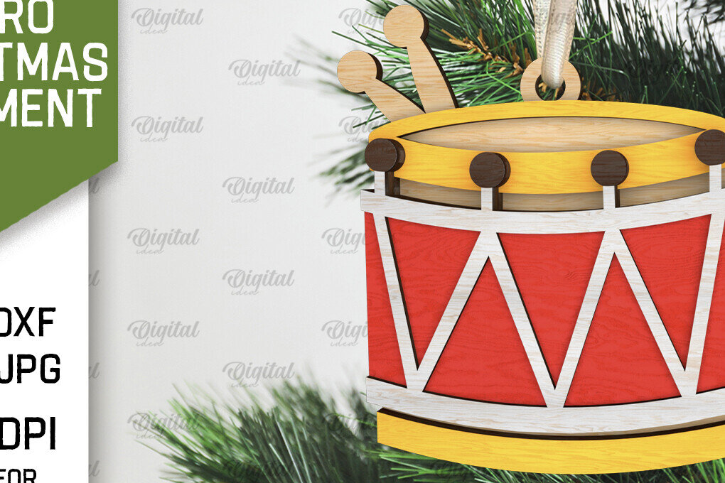 Σετ των 3 Intra απο ξύλο plywood 3mm-4mm πάχος Τρισδιάστατο ρετρό χριστουγεννιάτικο στολίδι με λέιζερ Δίασταση 8x8 cm INTRAFABR-105940135