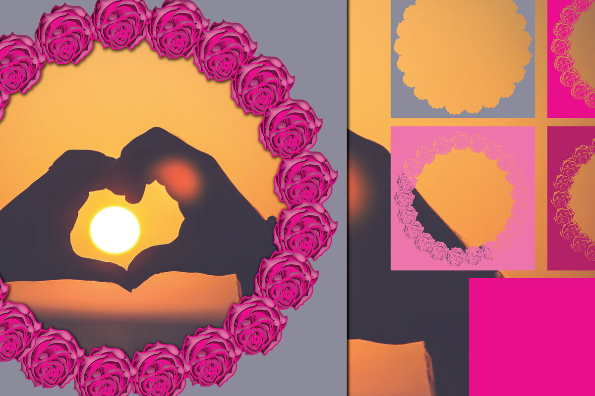 Σετ των 2 Intra απο ξύλο plywood 3mm-4mm πάχος 3d Rose Frame Paper Cut Δίασταση 1200x1200 cm INTRAFABR-22927361