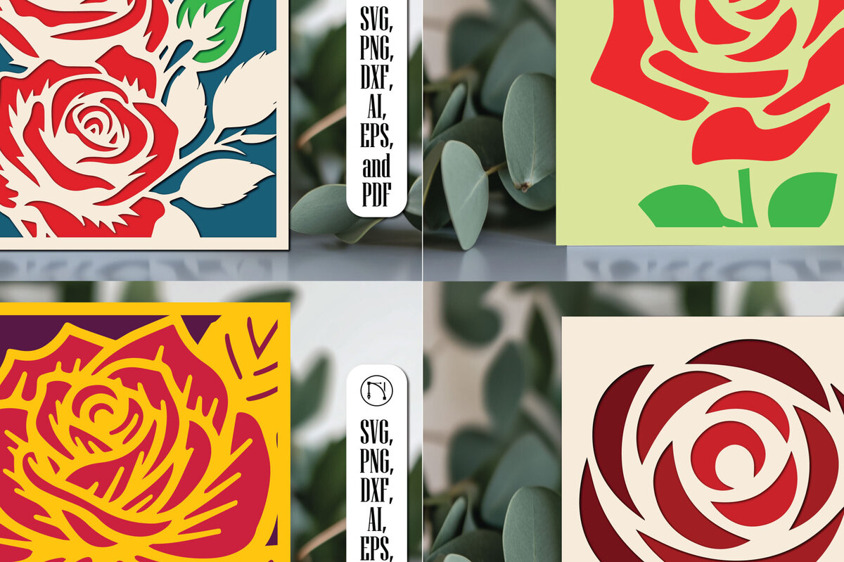 Σετ των 3 Intra απο ξύλο plywood 3mm-4mm πάχος αρχείου κομμένης κοπής 3D Rose Paper Cut Δίασταση 4x4 cm INTRAFABR-117770580