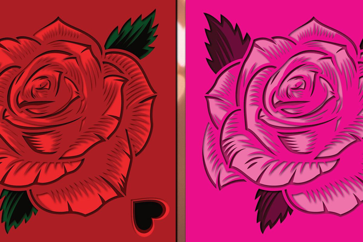 Σετ των 2 Intra απο ξύλο plywood 3mm-4mm πάχος 3d Rose Paper Cut Δίασταση 1200x1200 cm INTRAFABR-24776138