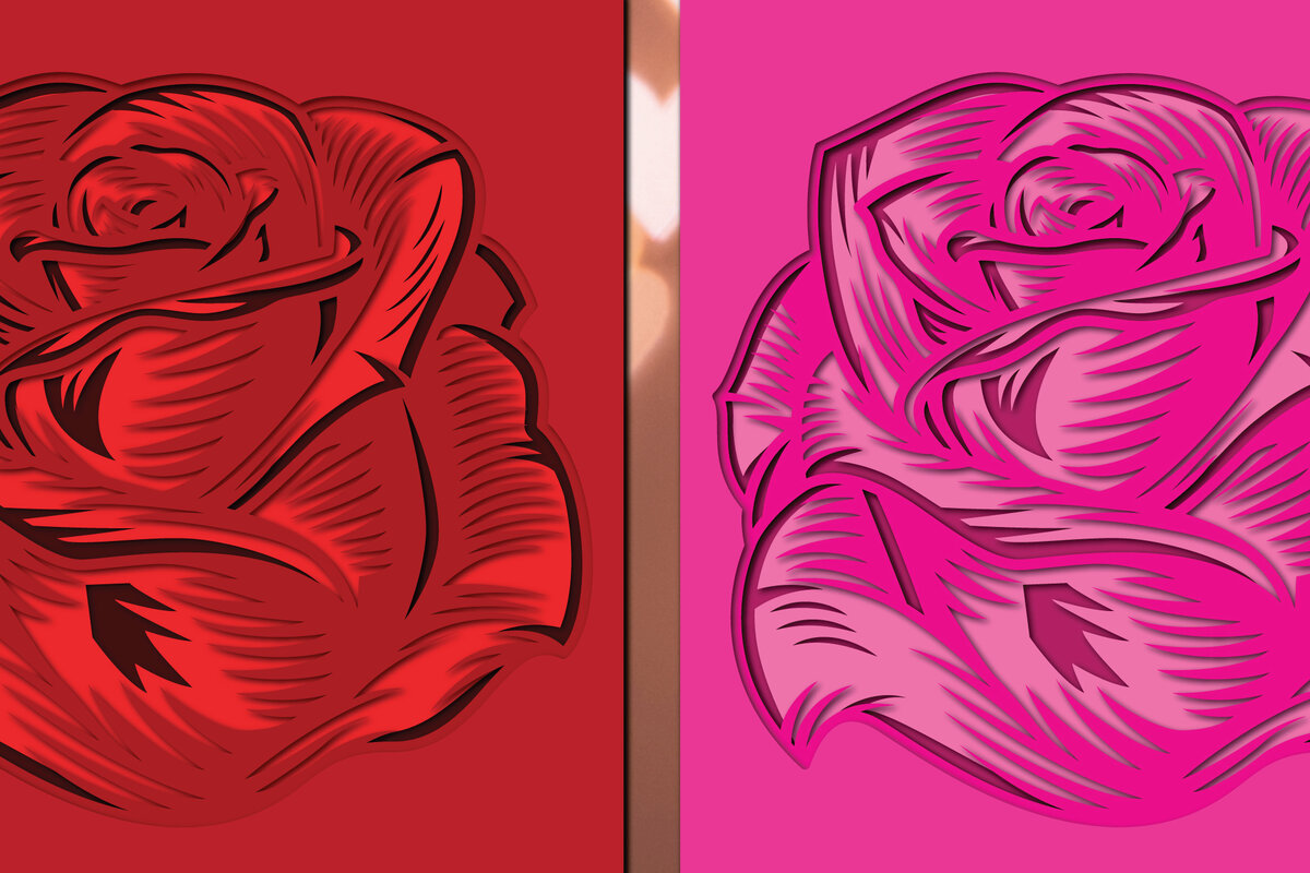 Σετ των 2 Intra απο ξύλο plywood 3mm-4mm πάχος 3D Rose Paper Cut Δίασταση 1200x1200 cm INTRAFABR-24776141