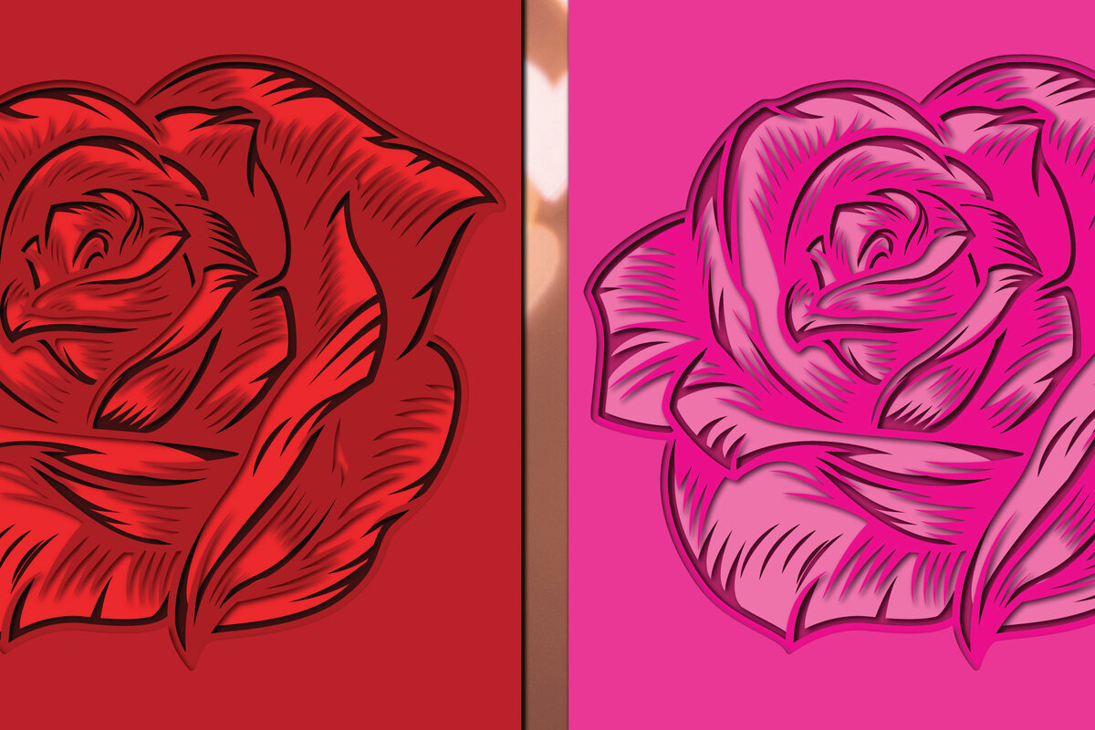 Σετ των 2 Intra απο ξύλο plywood 3mm-4mm πάχος 3d Rose Paper Cut Δίασταση 1200x1200 cm INTRAFABR-24776142