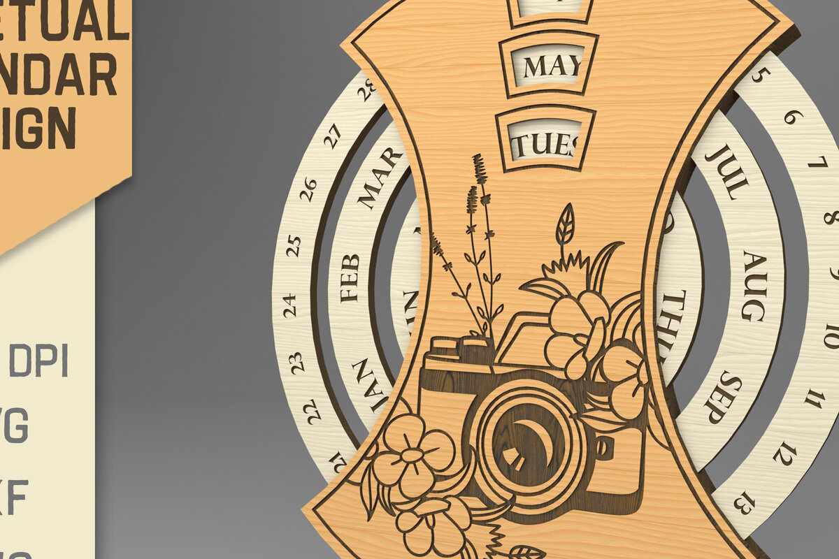 Intra απο ξύλο plywood 3mm-4mm πάχος τρισδιάστατο στρογγυλό διαρκές ημερολόγιο. Κάμερα Δίασταση 30x20 cm INTRAFABR-82462957