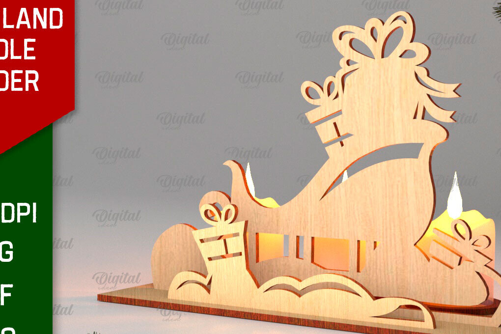 Intra απο ξύλο plywood 3mm-4mm πάχος Κεριά 3D Santa Land Δίασταση 30x20 cm INTRAFABR-106949566