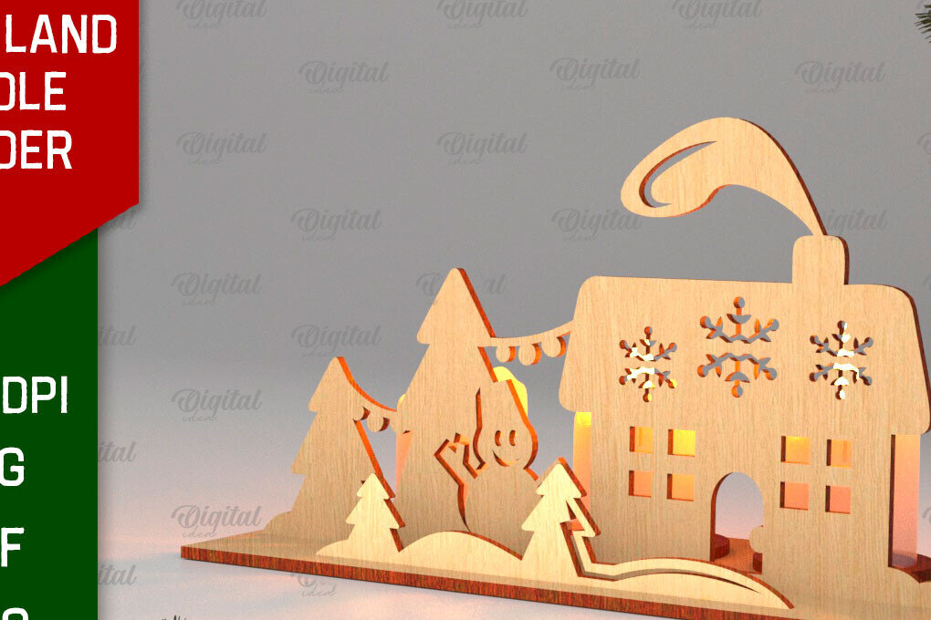 Intra απο ξύλο plywood 3mm-4mm πάχος Κεριά 3D Santa Land Δίασταση 30x20 cm INTRAFABR-106949624