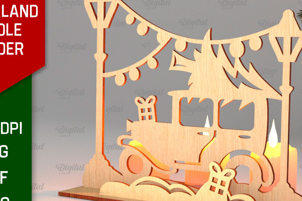 Intra απο ξύλο plywood 3mm-4mm πάχος Κεριά 3D Santa Land Δίασταση 30x20 cm INTRAFABR-106949638