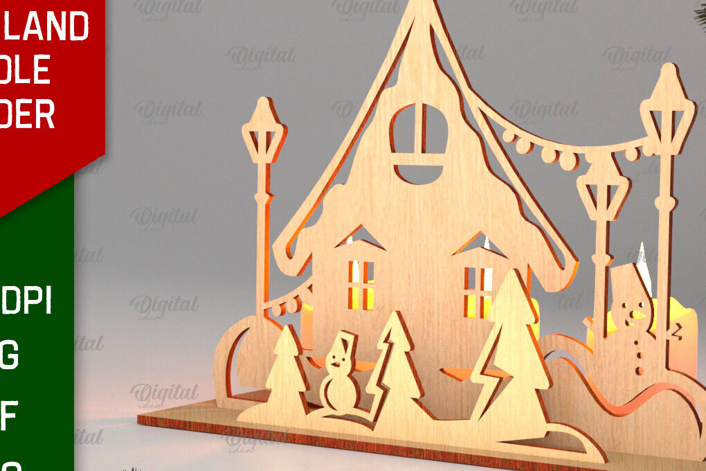 Intra απο ξύλο plywood 3mm-4mm πάχος Κεριά 3D Santa Land Δίασταση 30x20 cm INTRAFABR-106949653