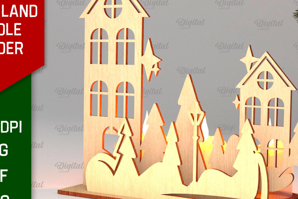 Intra απο ξύλο plywood 3mm-4mm πάχος Κεριά 3D Santa Land Δίασταση 30x20 cm INTRAFABR-106949240