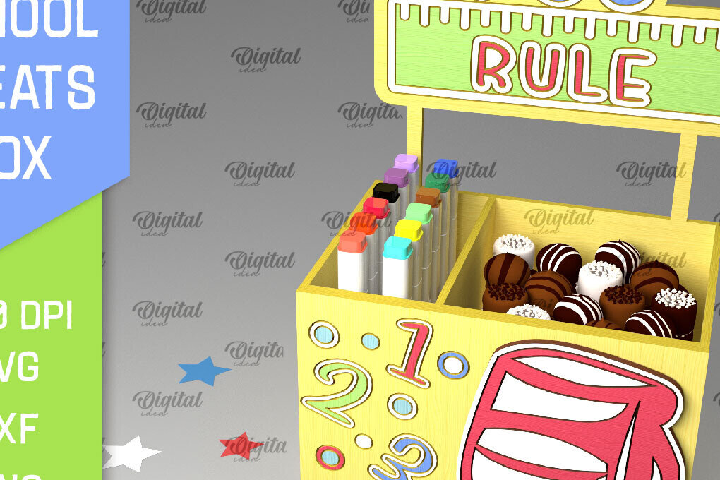 Intra απο ξύλο plywood 3mm-4mm πάχος κουτιού 3D School Treats Δίασταση 30x20 cm INTRAFABR-96051277