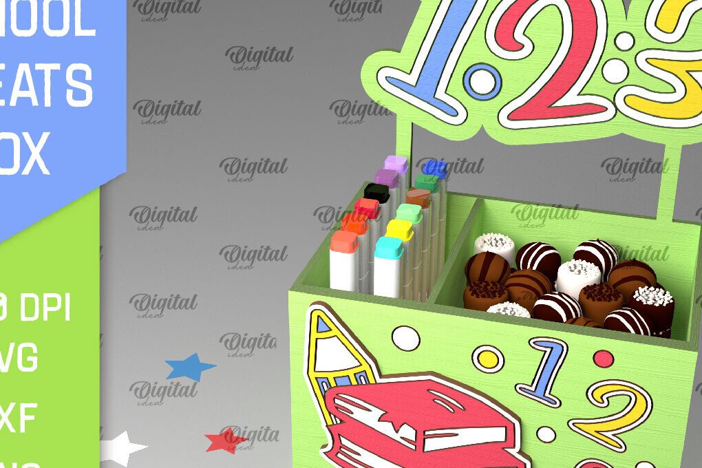 Intra απο ξύλο plywood 3mm-4mm πάχος κουτιού 3D School Treats Δίασταση 30x20 cm INTRAFABR-96051446