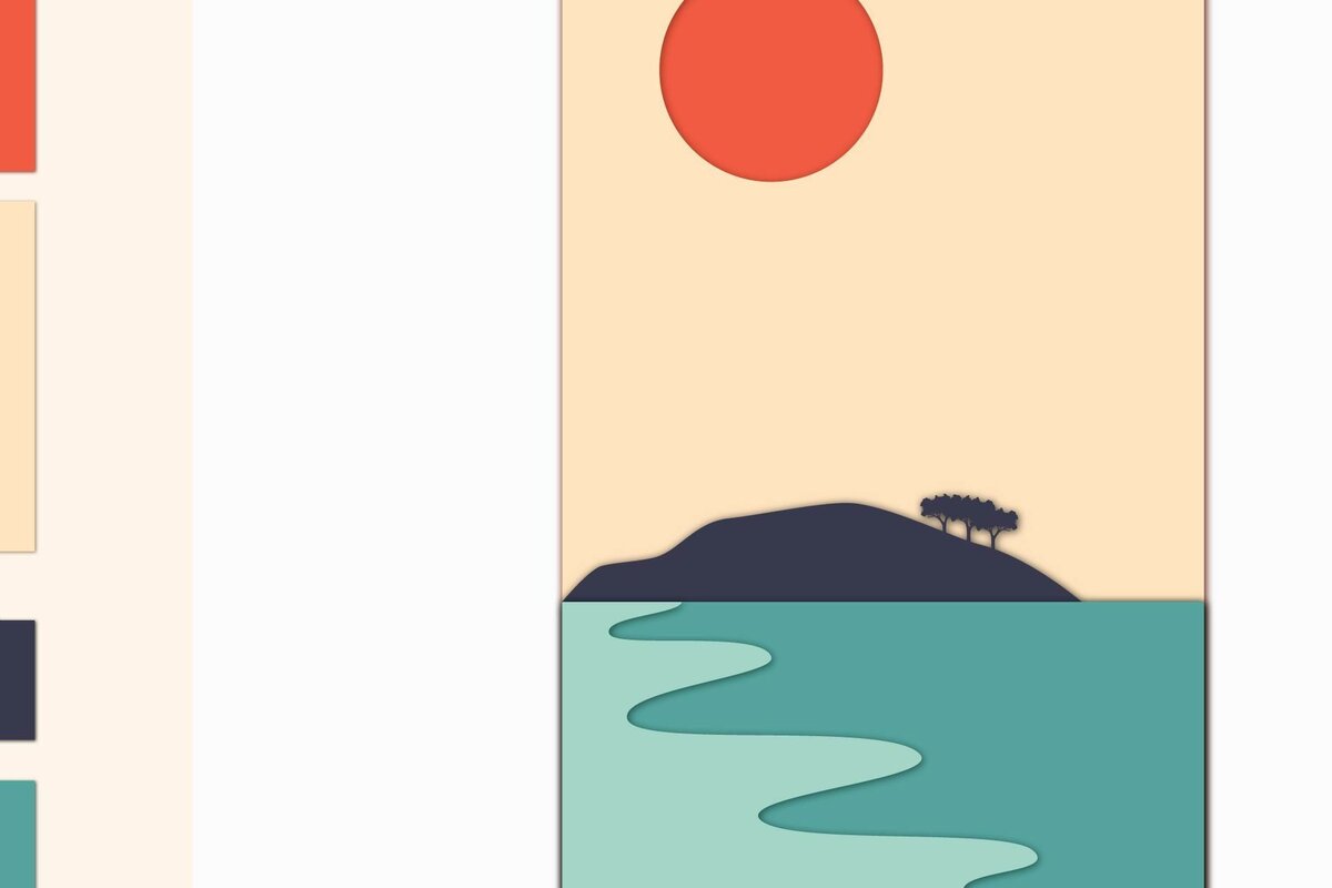 Σετ των 2 Intra απο ξύλο plywood 3mm-4mm πάχος 3D Sea Coast Δίασταση 15x15 cm INTRAFABR-35464325