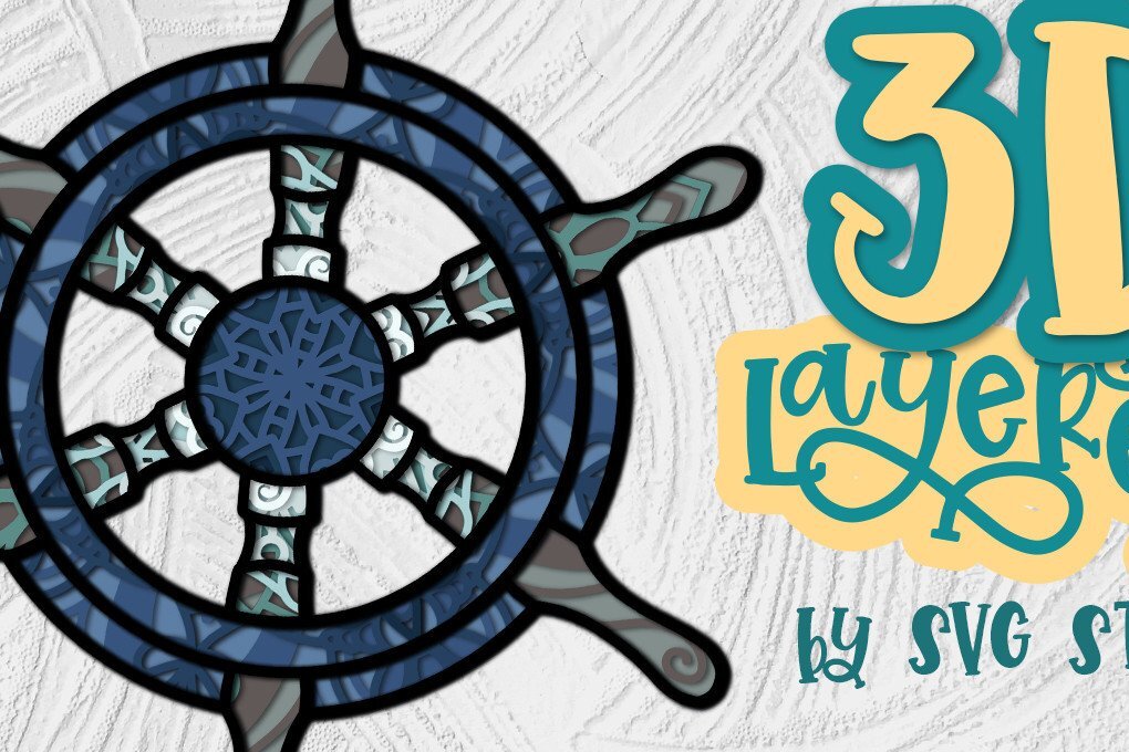 Intra απο ξύλο plywood 3mm-4mm πάχος 3D Ship Steering Wheel Layered Nautical Δίασταση 30x20 cm INTRAFABR-35435696