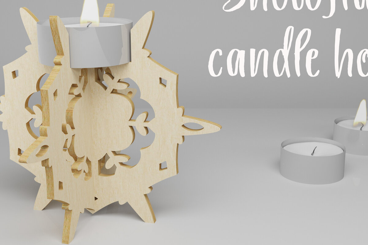 Intra απο ξύλο plywood 3mm-4mm πάχος Κηροπήγιο 3D Snowflake. Σχεδιασμός Δίασταση 30x20 cm INTRAFABR-82308825