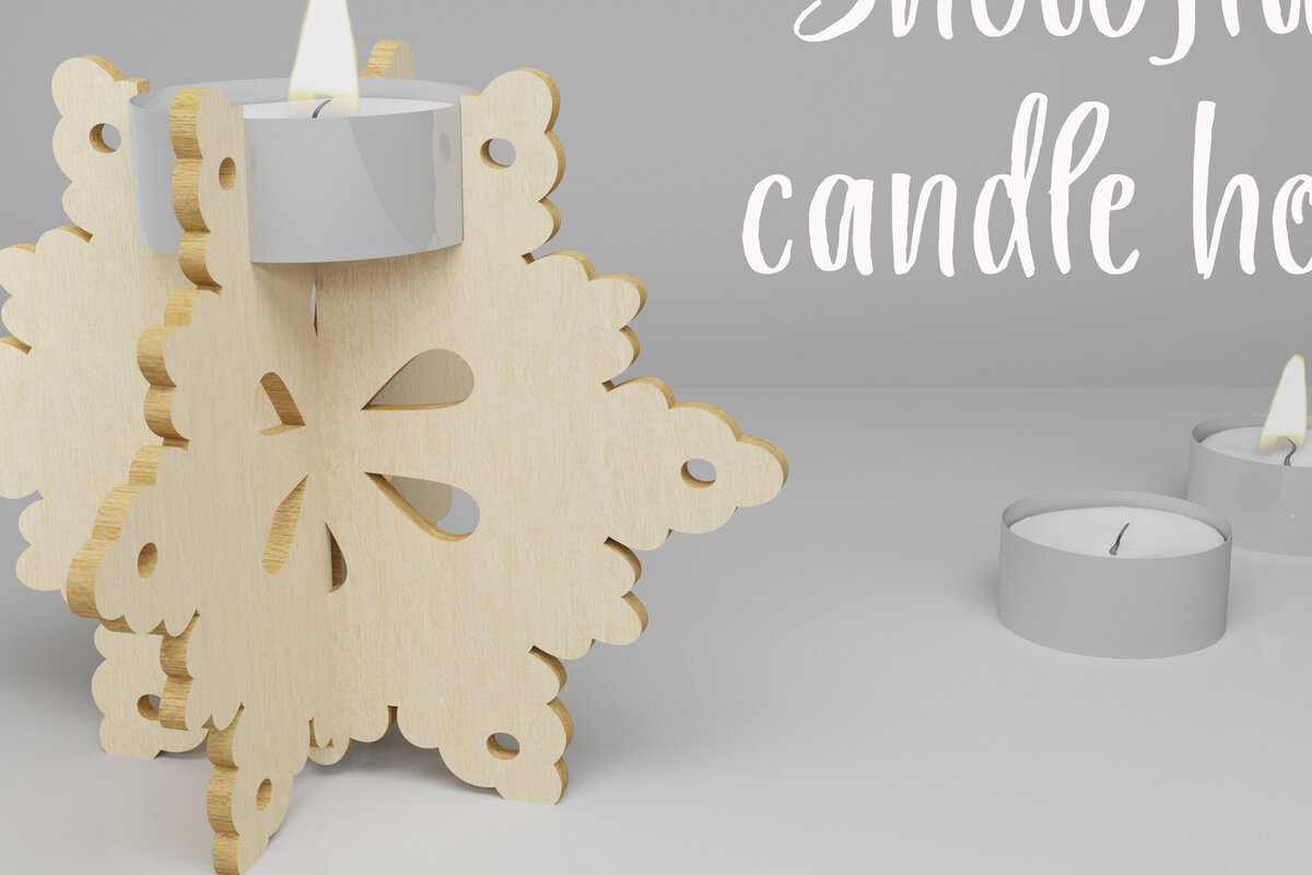 Intra απο ξύλο plywood 3mm-4mm πάχος Κηροπήγιο 3D Snowflake. Σχεδιασμός Δίασταση 30x20 cm INTRAFABR-82306044