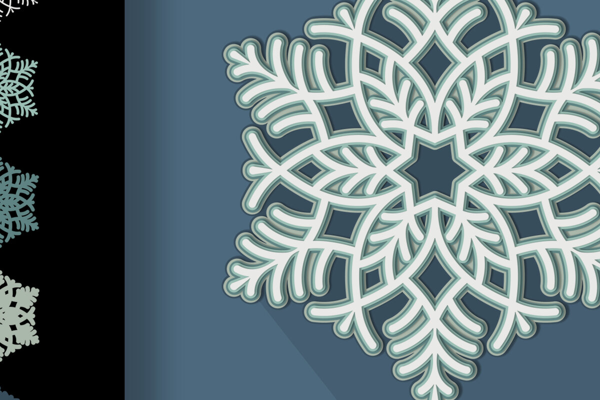 Σετ των 2 Intra απο ξύλο plywood 3mm-4mm πάχος κοπής με λέιζερ 3D Snowflake Δίασταση 15x15 cm INTRAFABR-18123482