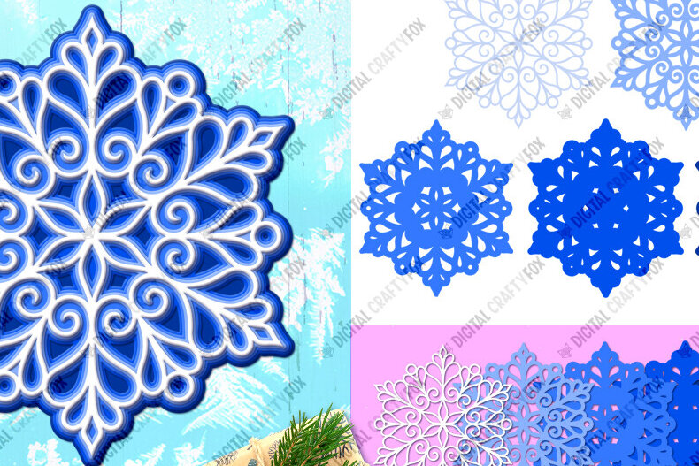 Intra απο ξύλο plywood 3mm-4mm πάχος 3D Snowflake Paper Cut Layered Δίασταση 864x864 cm INTRAFABR-83071662