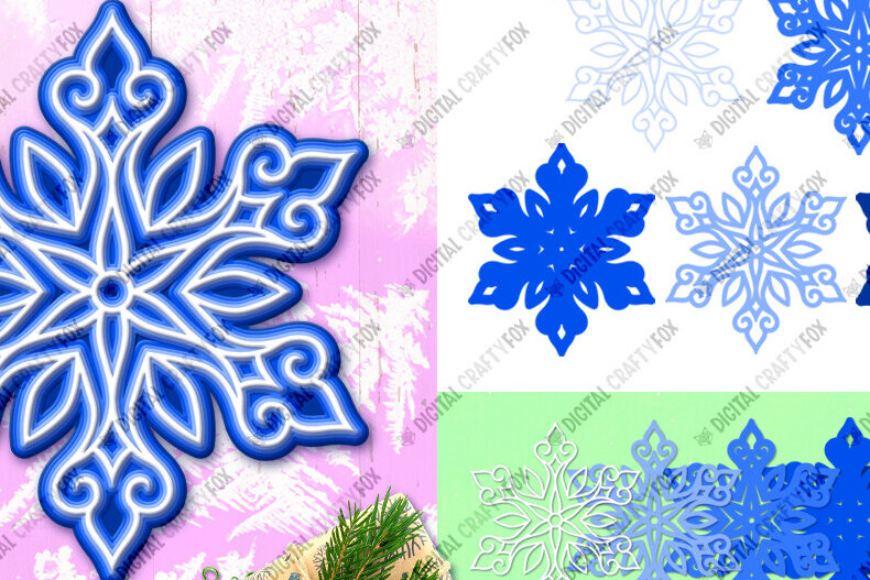 Intra απο ξύλο plywood 3mm-4mm πάχος 3D Snowflake , Layered Snowflake Δίασταση 864x864 cm INTRAFABR-83073810