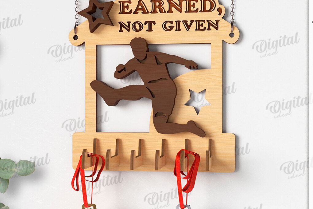 Intra απο ξύλο plywood 3mm-4mm πάχος Τρισδιάστατη θήκη για μετάλλιο ποδοσφαίρου Δίασταση 30x20 cm INTRAFABR-119316683