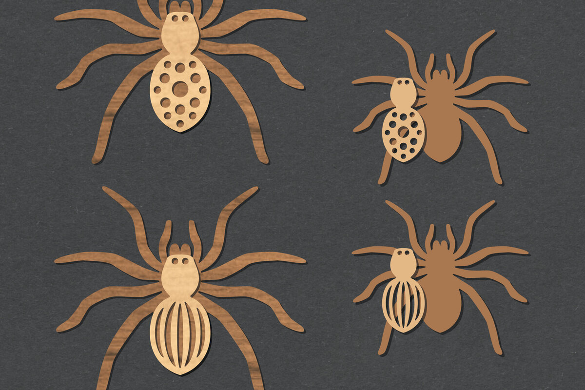 Σετ των 2 Intra απο ξύλο plywood 3mm-4mm πάχος Διακόσμηση 3D Spider Cut  Δίασταση 15x15 cm INTRAFABR-125452467