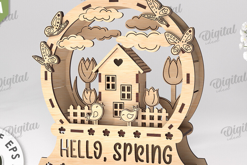 Σετ των 2 Intra απο ξύλο plywood 3mm-4mm πάχος Τρισδιάστατο ντεκόρ με λέιζερ. Πασχαλινό περίπτερο Δίασταση 15x15 cm INTRAFABR-115232735