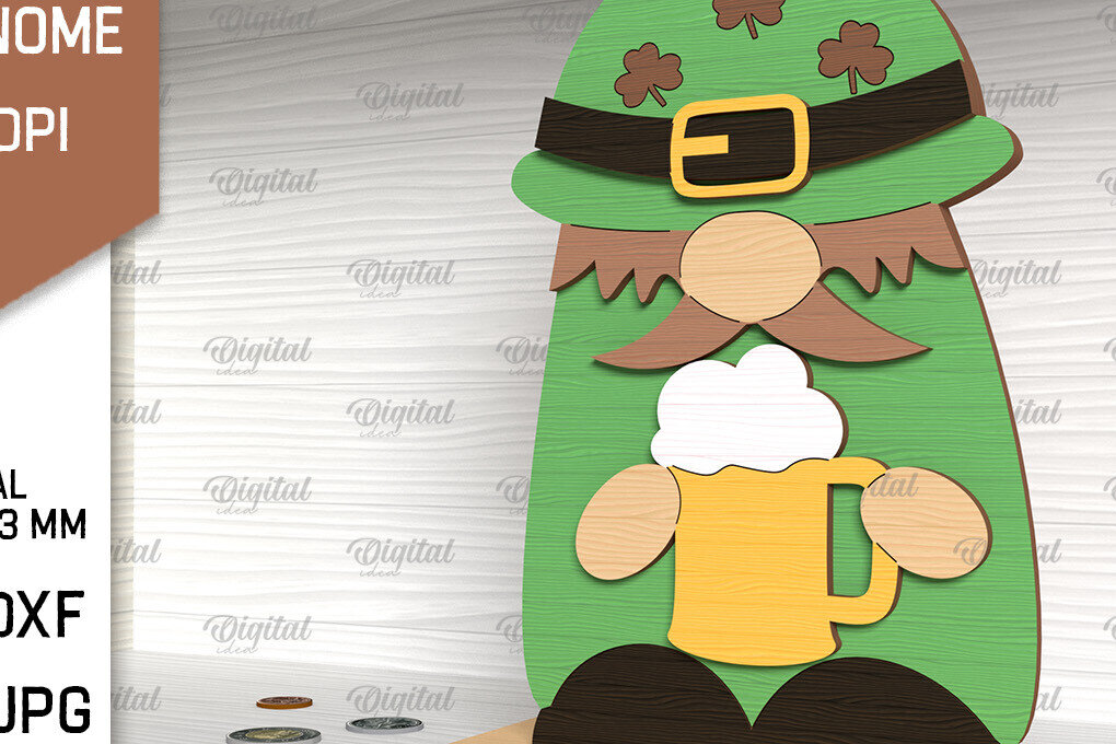 Intra απο ξύλο plywood 3mm-4mm πάχος Τρισδιάστατη Gnome ημέρας του Αγίου Πατρικίου Δίασταση 30x20 cm INTRAFABR-88816166