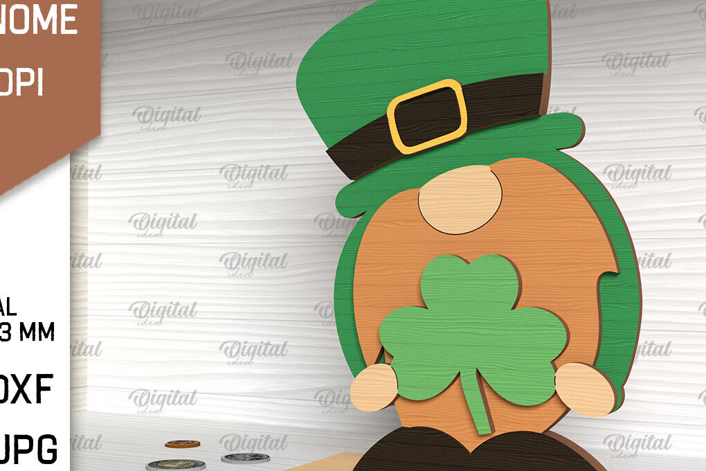 Intra απο ξύλο plywood 3mm-4mm πάχος Τρισδιάστατη Gnome ημέρας του Αγίου Πατρικίου Δίασταση 30x20 cm INTRAFABR-88816129