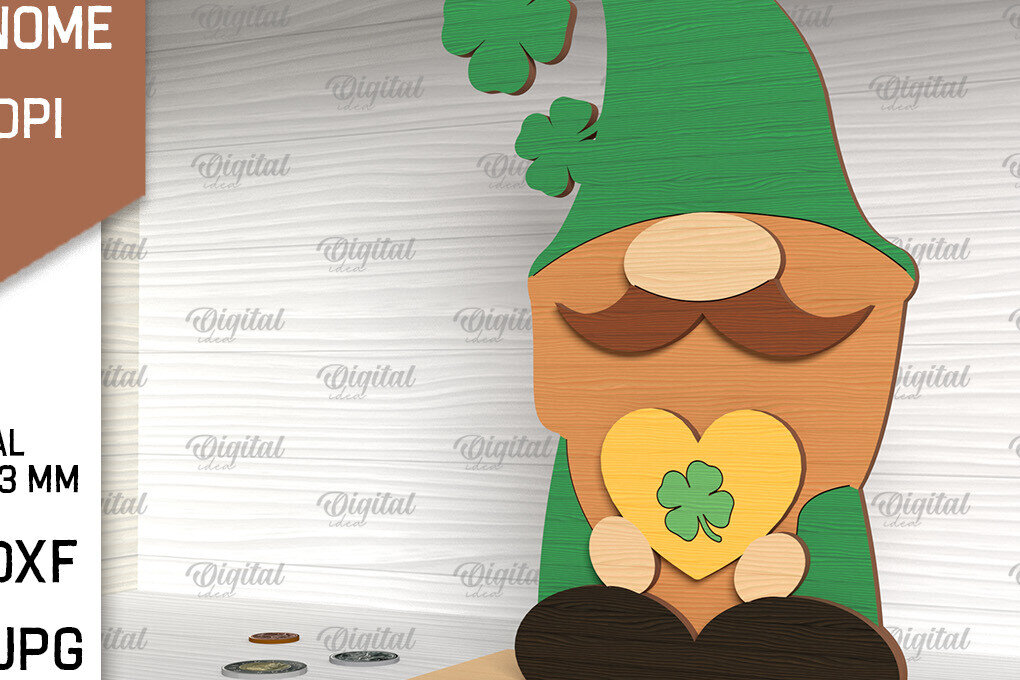 Intra απο ξύλο plywood 3mm-4mm πάχος Τρισδιάστατη Gnome του Αγίου Πατρικίου Δίασταση 30x20 cm INTRAFABR-88817636