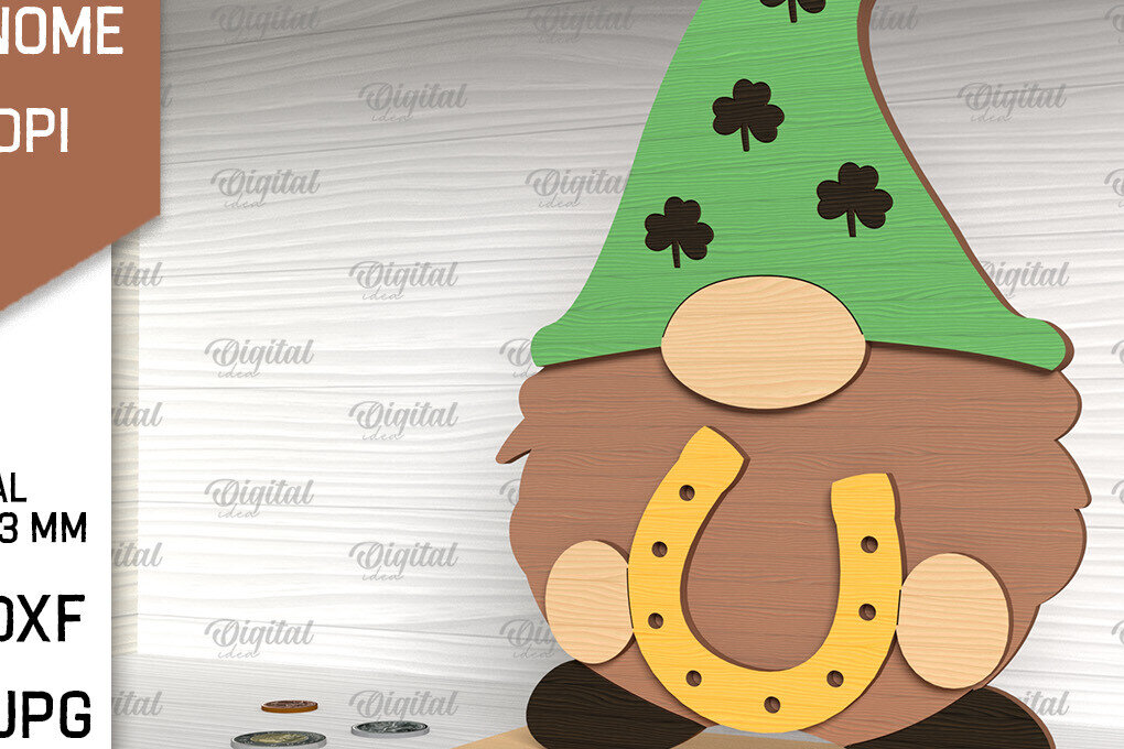 Intra απο ξύλο plywood 3mm-4mm πάχος Τρισδιάστατη Gnome του Αγίου Πατρικίου Δίασταση 30x20 cm INTRAFABR-88816917