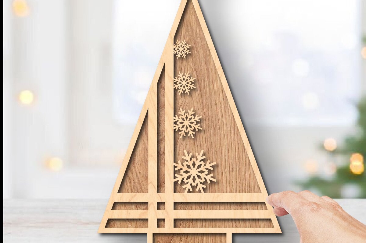 Σετ των 2 Intra απο ξύλο plywood 3mm-4mm πάχος 3D μόνιμη διακόσμηση Χριστουγέννων Δίασταση 15x15 cm INTRAFABR-36518240