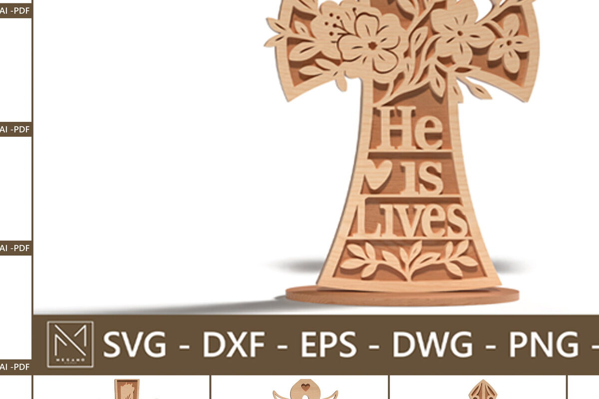 Σετ των 2 Intra απο ξύλο plywood 3mm-4mm πάχος 3D Standing Cross για Δίασταση 15x15 cm INTRAFABR-120396899