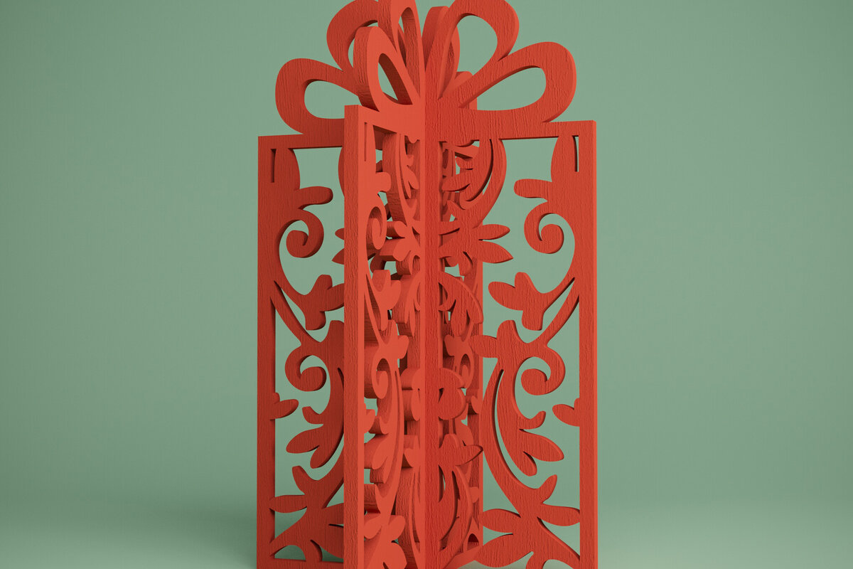 Σετ των 2 Intra απο ξύλο plywood 3mm-4mm πάχος 3D μόνιμο παρόν. Xmas Gift Δίασταση 15x15 cm INTRAFABR-81904980