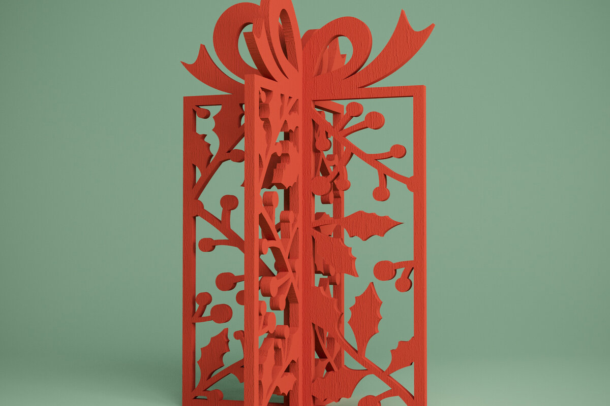 Intra απο ξύλο plywood 3mm-4mm πάχος 3D μόνιμο παρόν. Xmas Gift Δίασταση 15x15 cm INTRAFABR-81904313