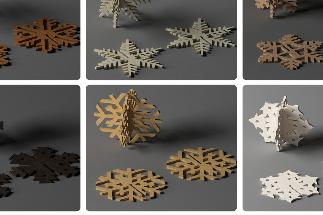Intra απο ξύλο plywood 3mm-4mm πάχος 3D Standing Wooden Snowflakes 283 Δίασταση 30x20 cm INTRAFABR-50100395