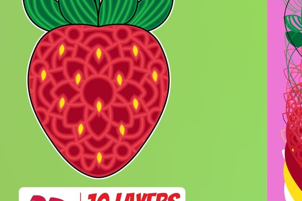 Intra απο ξύλο plywood 3mm-4mm πάχος 3D Strawberry Cut Δίασταση 30x20 cm INTRAFABR-17904343