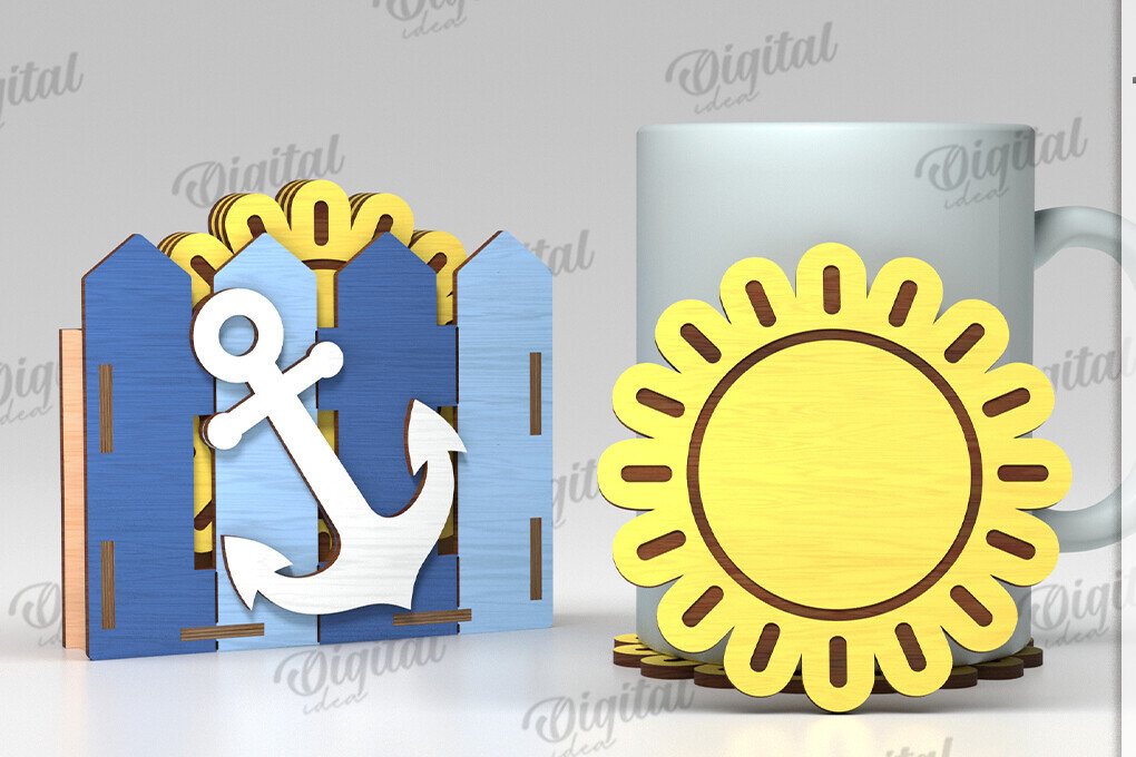 Intra απο ξύλο plywood 3mm-4mm πάχος Τρισδιάστατα καλοκαιρινά σουβέρ με Box  Δίασταση 30x20 cm INTRAFABR-121122443