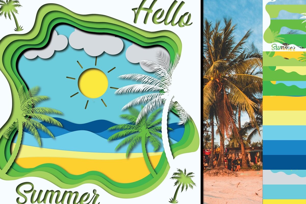 Σετ των 2 Intra απο ξύλο plywood 3mm-4mm πάχος 3D Summer Paper Cut Δίασταση 1200x1200 cm INTRAFABR-31736052